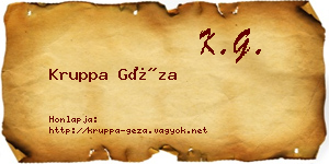 Kruppa Géza névjegykártya
